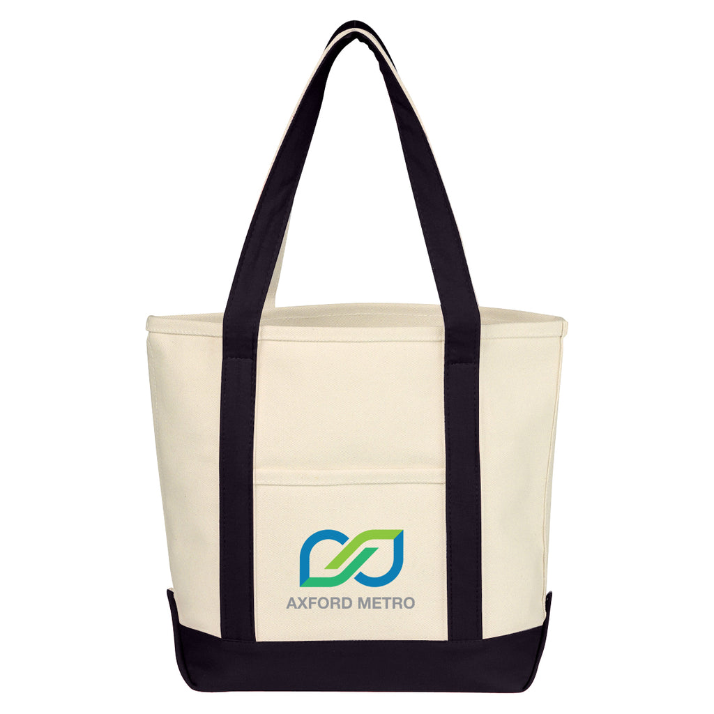Small Starboard Cotton Canvas Tote Bag, 24 oz - Natural with Black - Colorbrite
