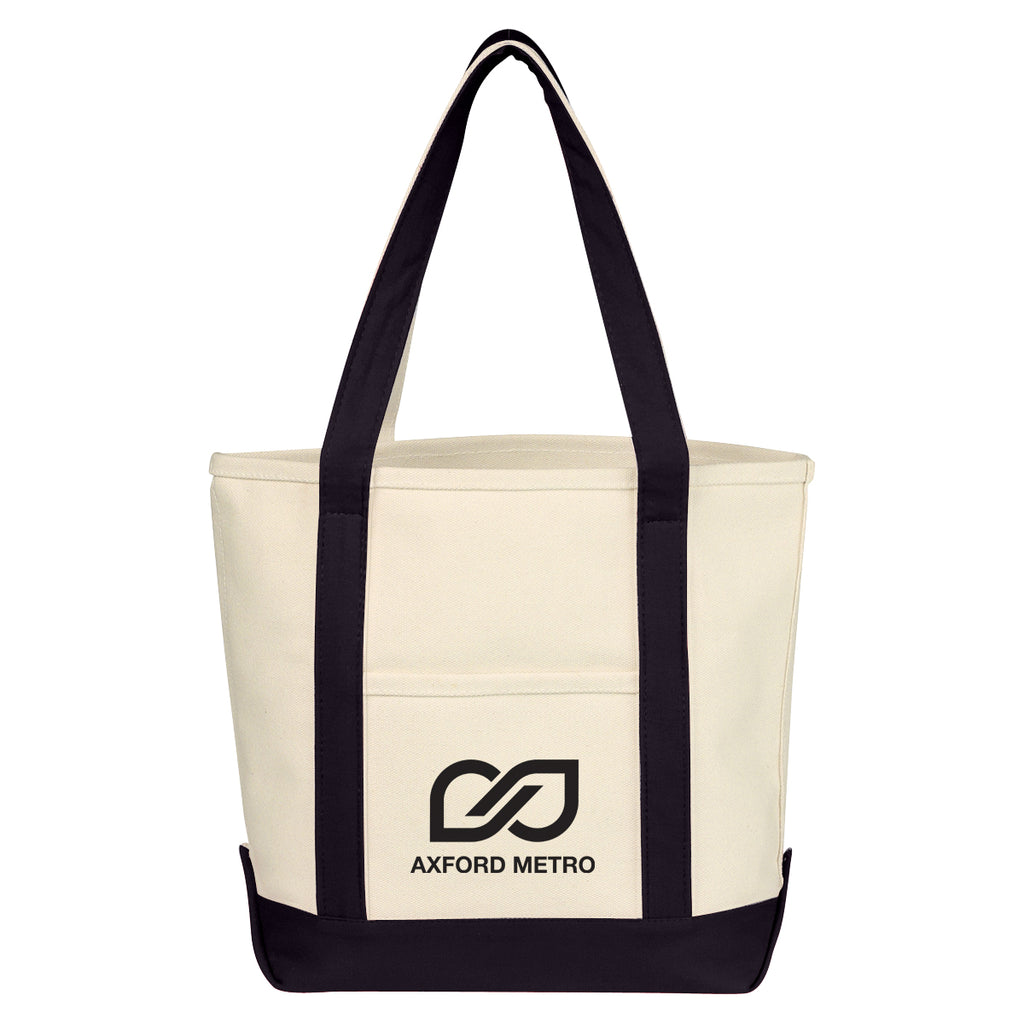 Small Starboard Cotton Canvas Tote Bag, 24 oz - Natural with Black - Silk Screen