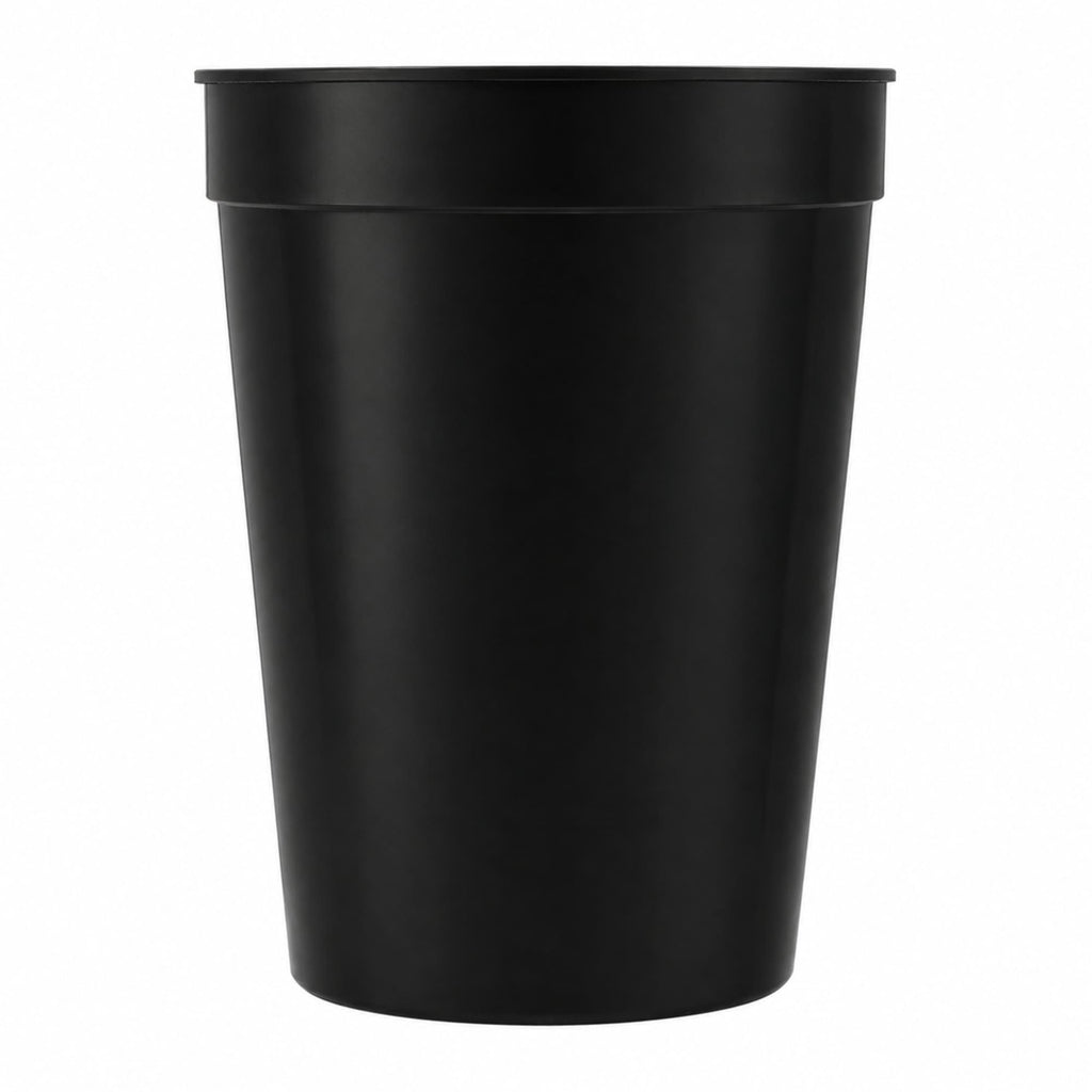 Smooth-Sided Plastic Stadium Cup, 12 oz - Black - Straight
