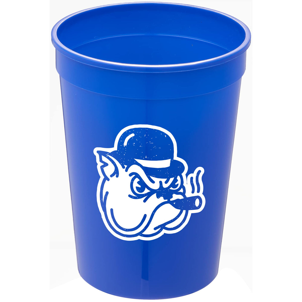 Smooth-Sided Plastic Stadium Cup, 12 oz - Blue - Front