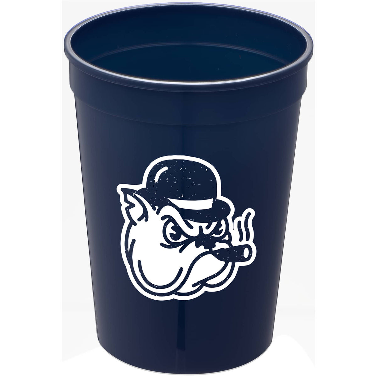 Smooth-Sided Plastic Stadium Cup, 12 oz - Navy - Front