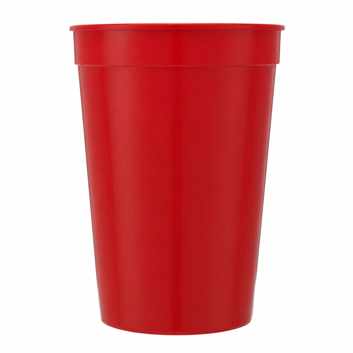 Smooth-Sided Plastic Stadium Cup, 12 oz - Red - Straight