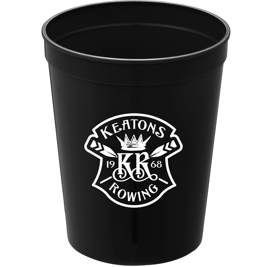 Smooth-Sided Plastic Stadium Cup, 16 oz - Black - Front