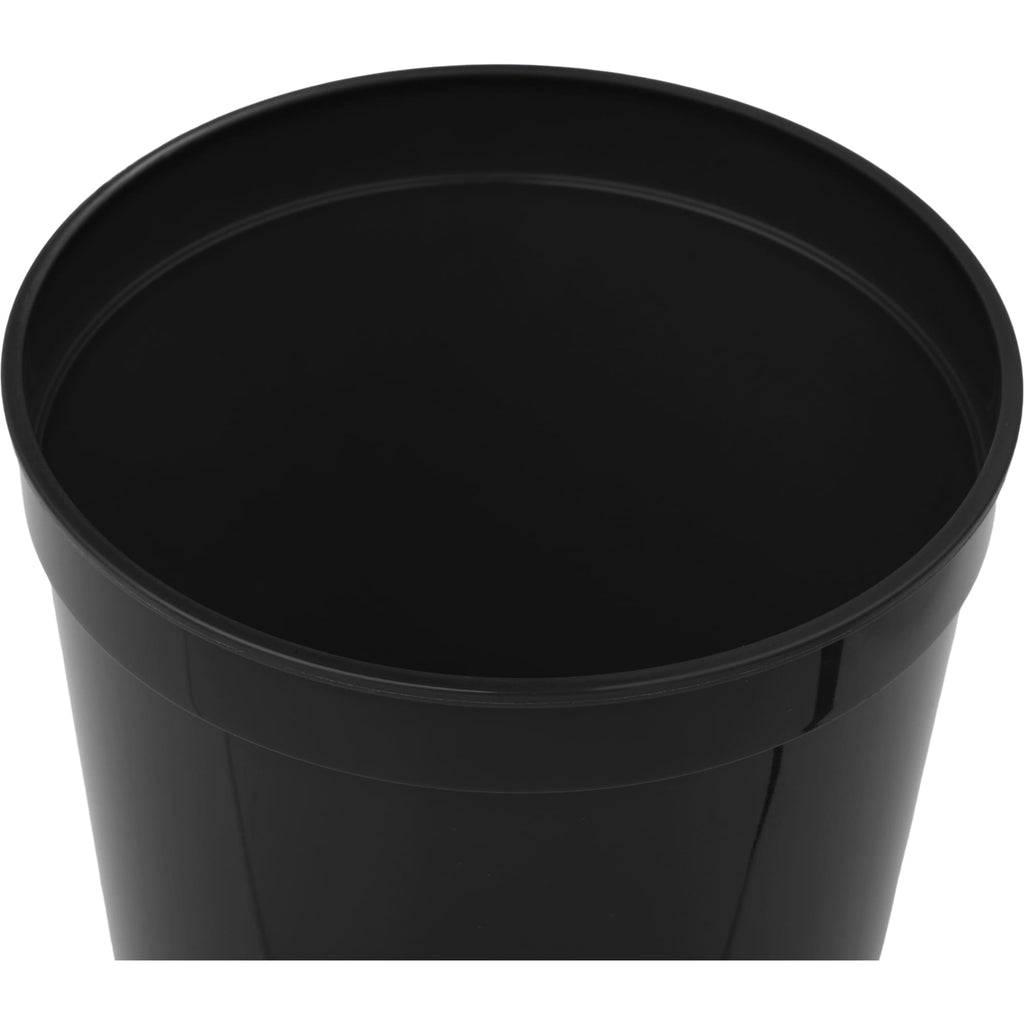Smooth-Sided Plastic Stadium Cup, 16 oz - Black - Right Angle