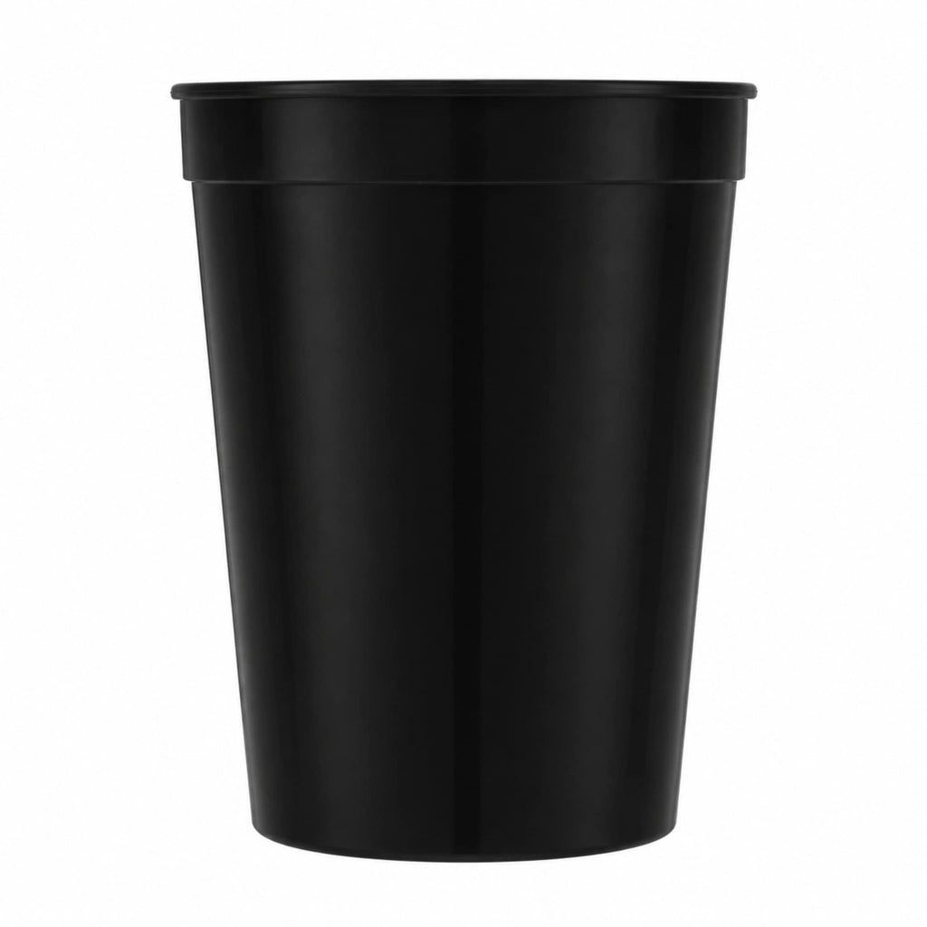 Smooth-Sided Plastic Stadium Cup, 16 oz - Black - Straight