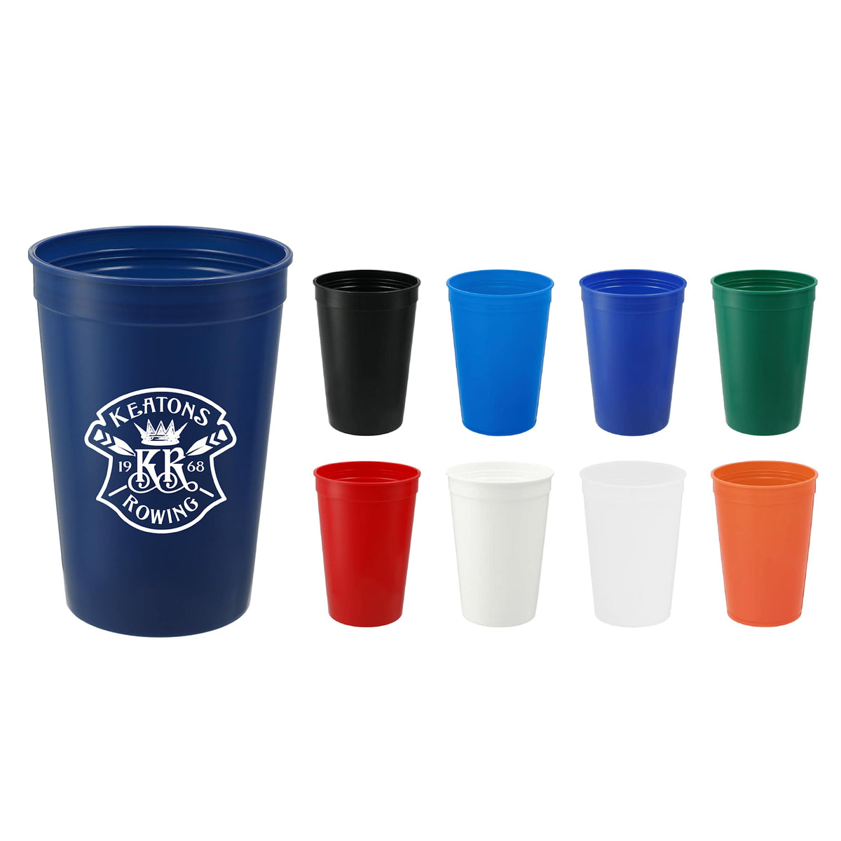 Smooth-Sided Plastic Stadium Cup, 16 oz - Navy - Front Group