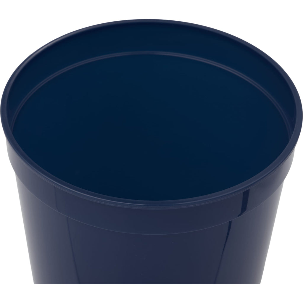 Smooth-Sided Plastic Stadium Cup, 16 oz - Navy - Right Angle