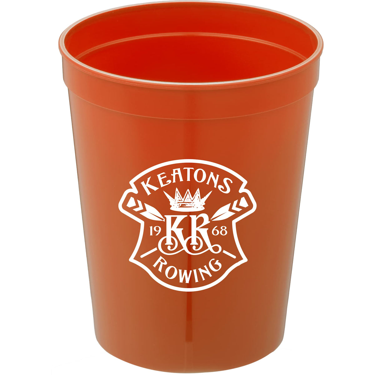 Smooth-Sided Plastic Stadium Cup, 16 oz - Orange - Front