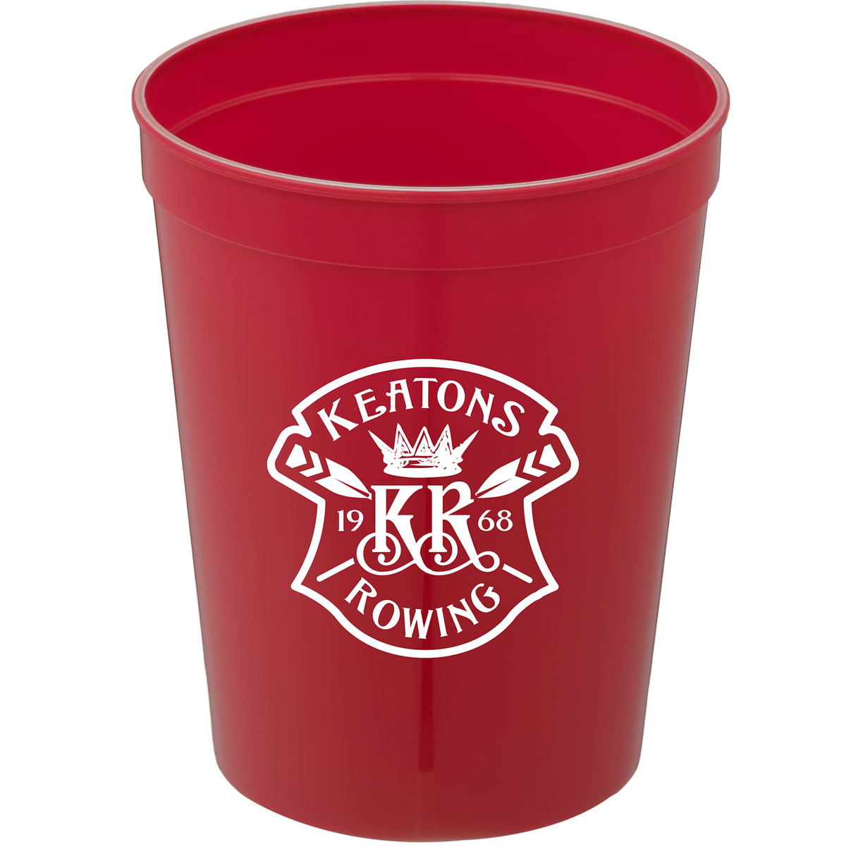 Smooth-Sided Plastic Stadium Cup, 16 oz - Red - Front