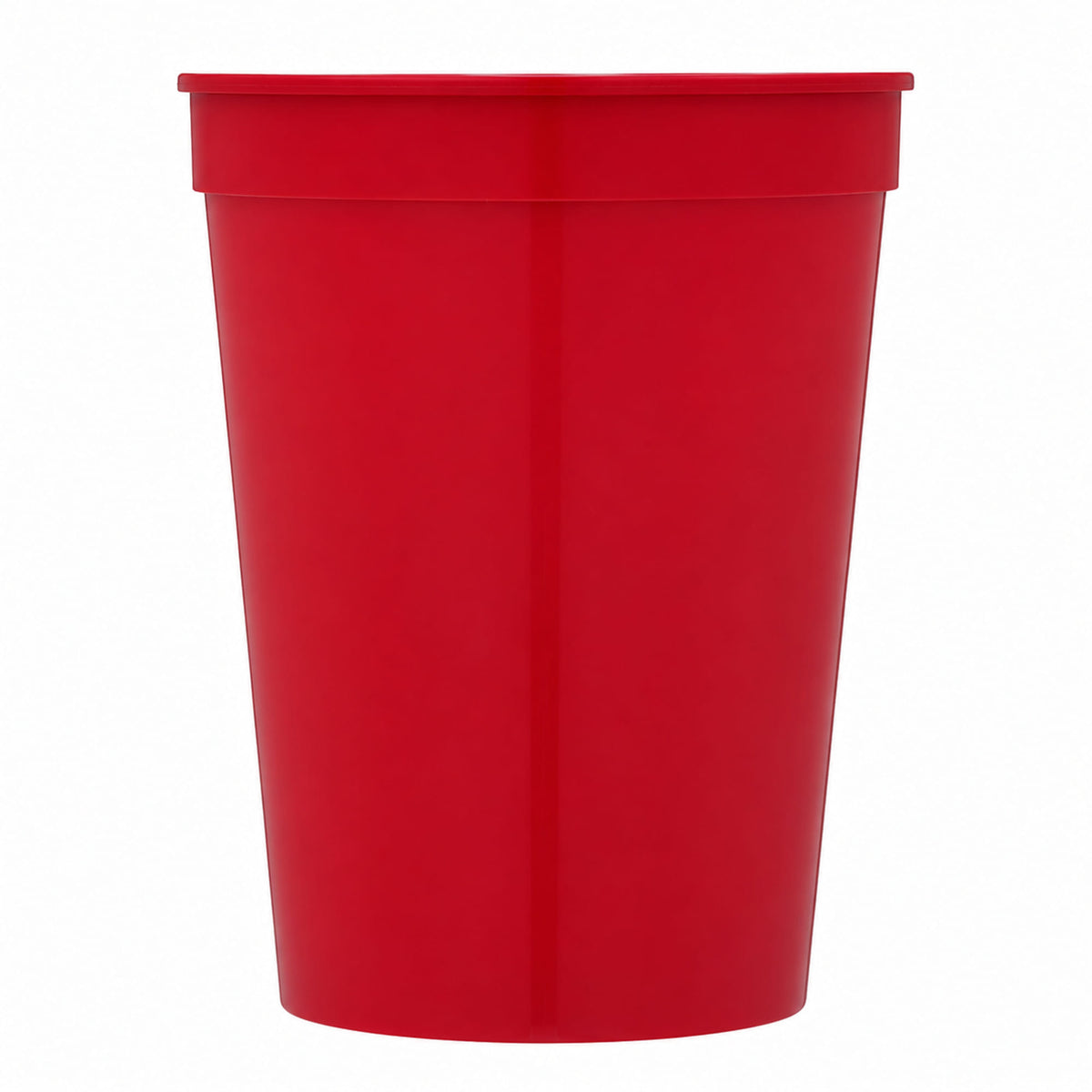 Smooth-Sided Plastic Stadium Cup, 16 oz - Red - Straight