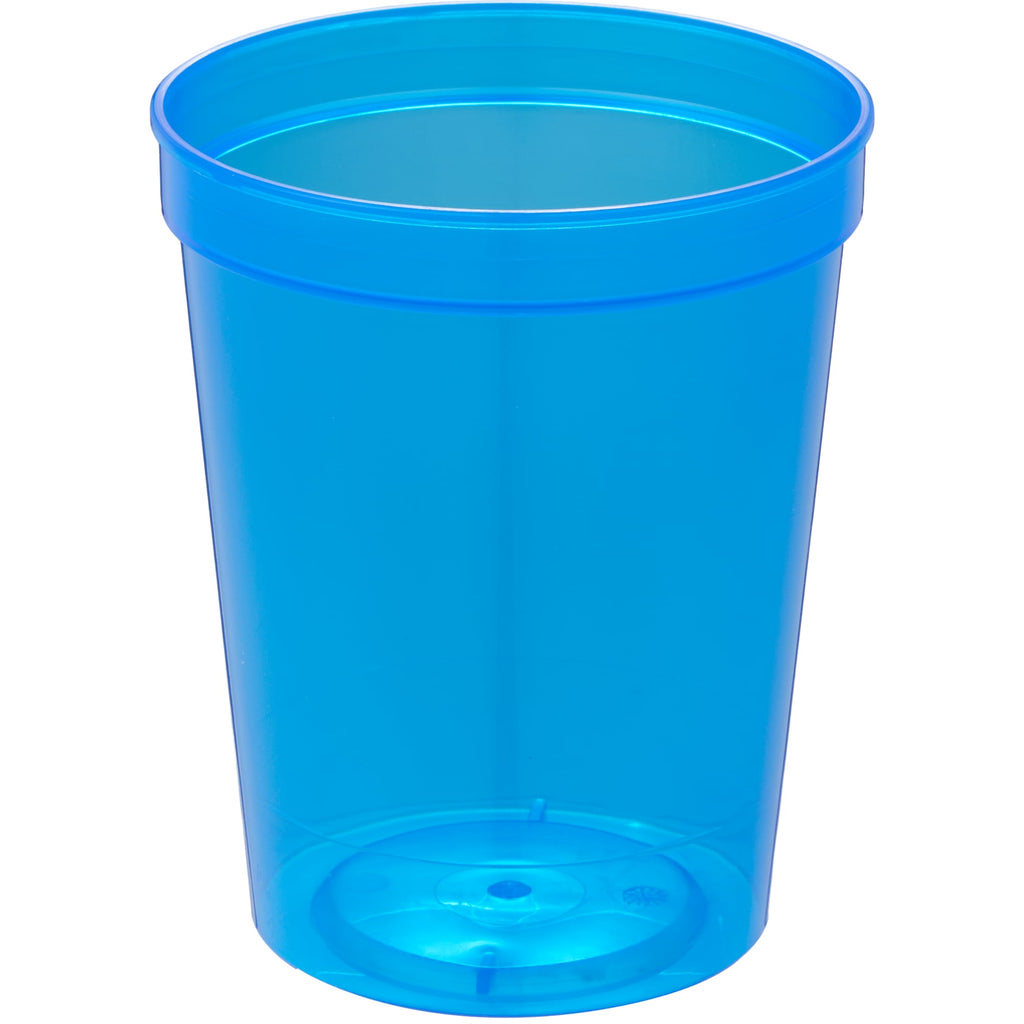 Smooth-Sided Plastic Stadium Cup, 16 oz - Translucent Blue - Back