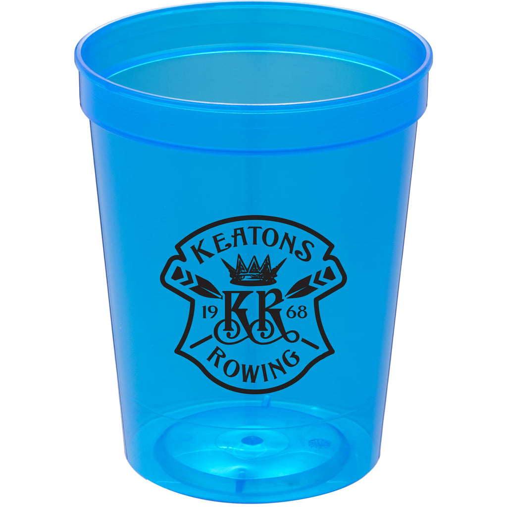 Smooth-Sided Plastic Stadium Cup, 16 oz - Translucent Blue - Front