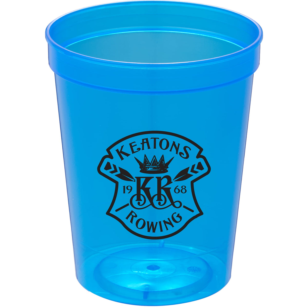 Smooth-Sided Plastic Stadium Cup, 16 oz - Translucent Blue - Front