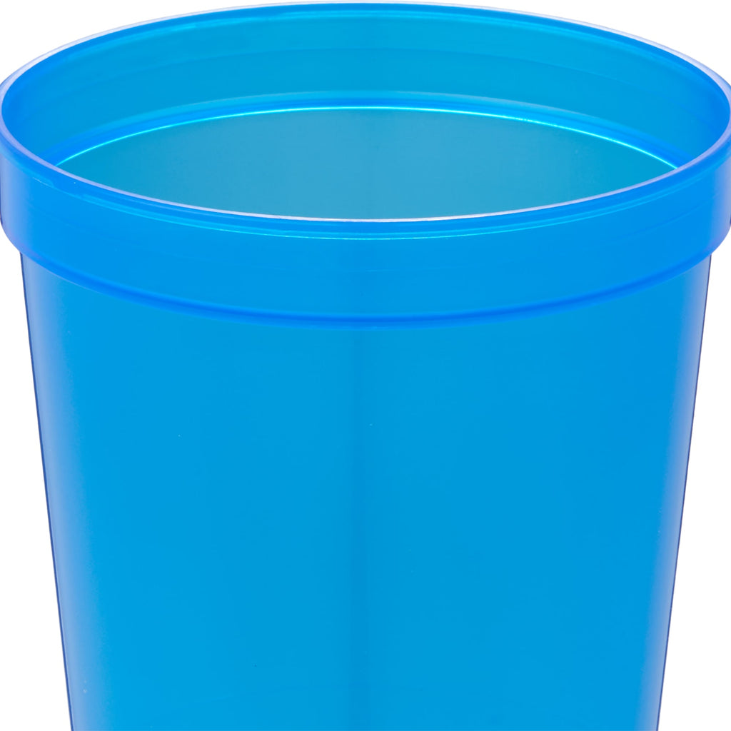 Smooth-Sided Plastic Stadium Cup, 16 oz - Translucent Blue - Top