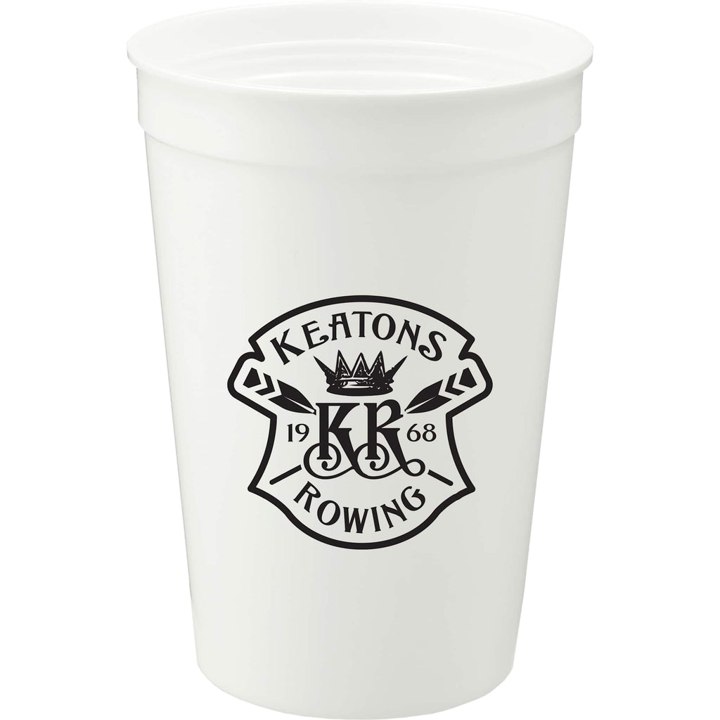 Smooth-Sided Plastic Stadium Cup, 16 oz - White - Front