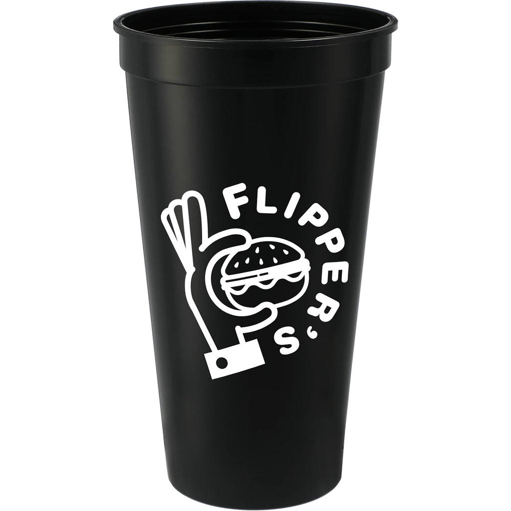 Smooth-Sided Plastic Stadium Cup, 24 oz - Black - Front