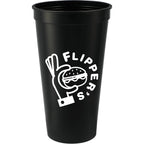 Smooth-Sided Plastic Stadium Cup, 24 oz - Black - Front