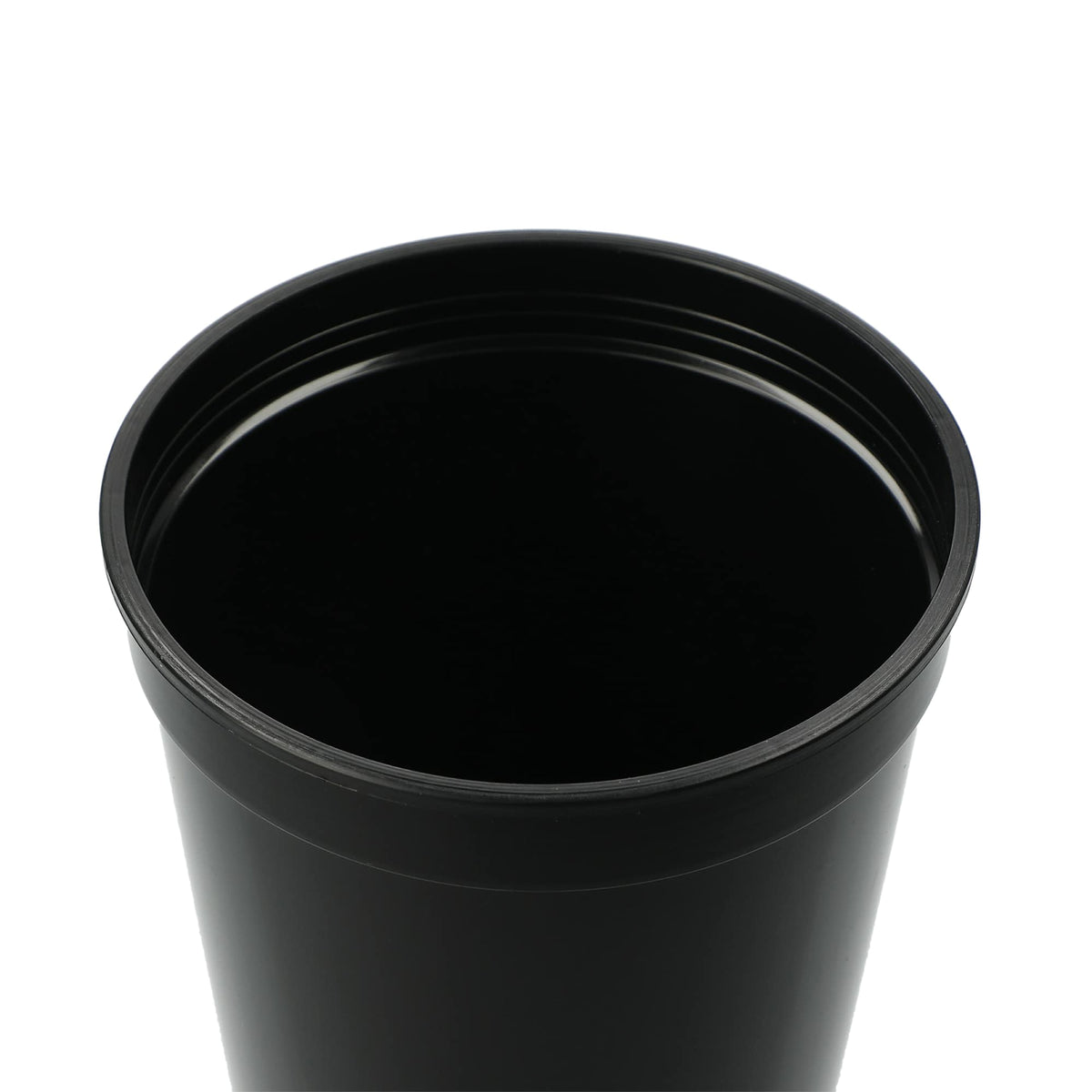 Smooth-Sided Plastic Stadium Cup, 24 oz - Black - Right Angle