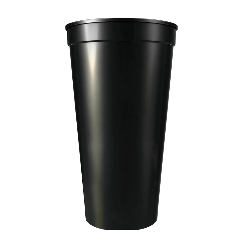 Smooth-Sided Plastic Stadium Cup, 24 oz - Black - Straight