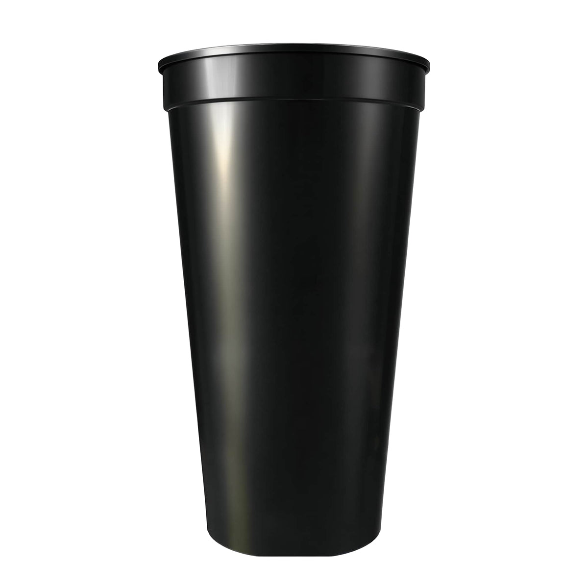 Smooth-Sided Plastic Stadium Cup, 24 oz - Black - Straight