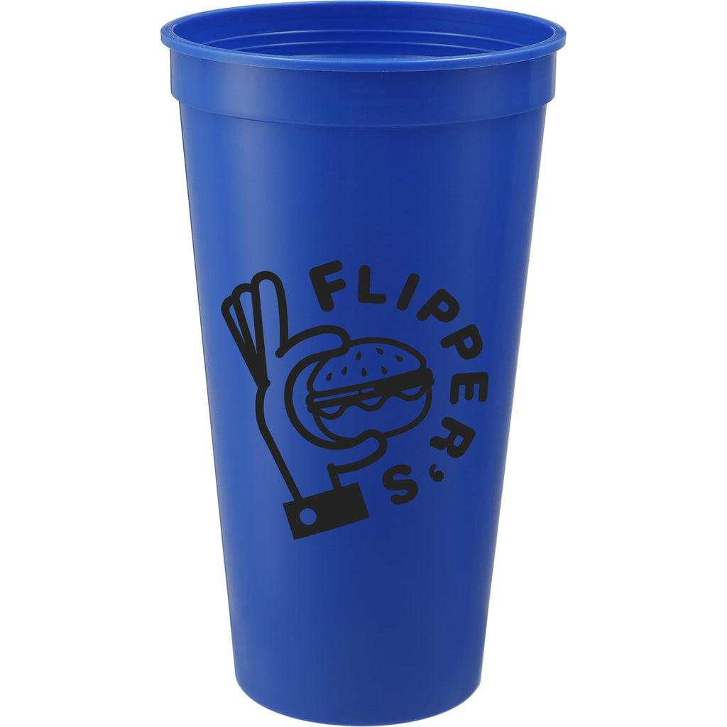 Smooth-Sided Plastic Stadium Cup, 24 oz - Blue - Front