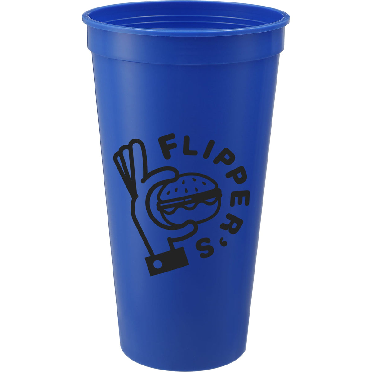 Smooth-Sided Plastic Stadium Cup, 24 oz - Blue - Front