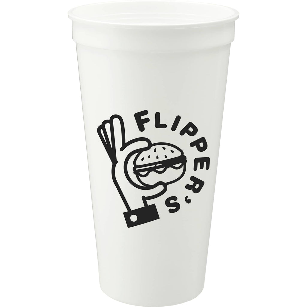 Smooth-Sided Plastic Stadium Cup, 24 oz - White - Front