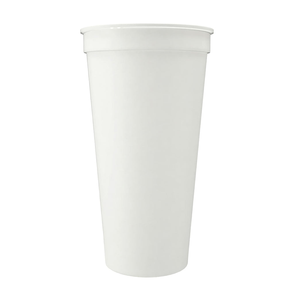 Smooth-Sided Plastic Stadium Cup, 24 oz - White - Straight