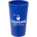 Smooth-Sided Plastic Stadium Cup, 32 oz - Blue - Front