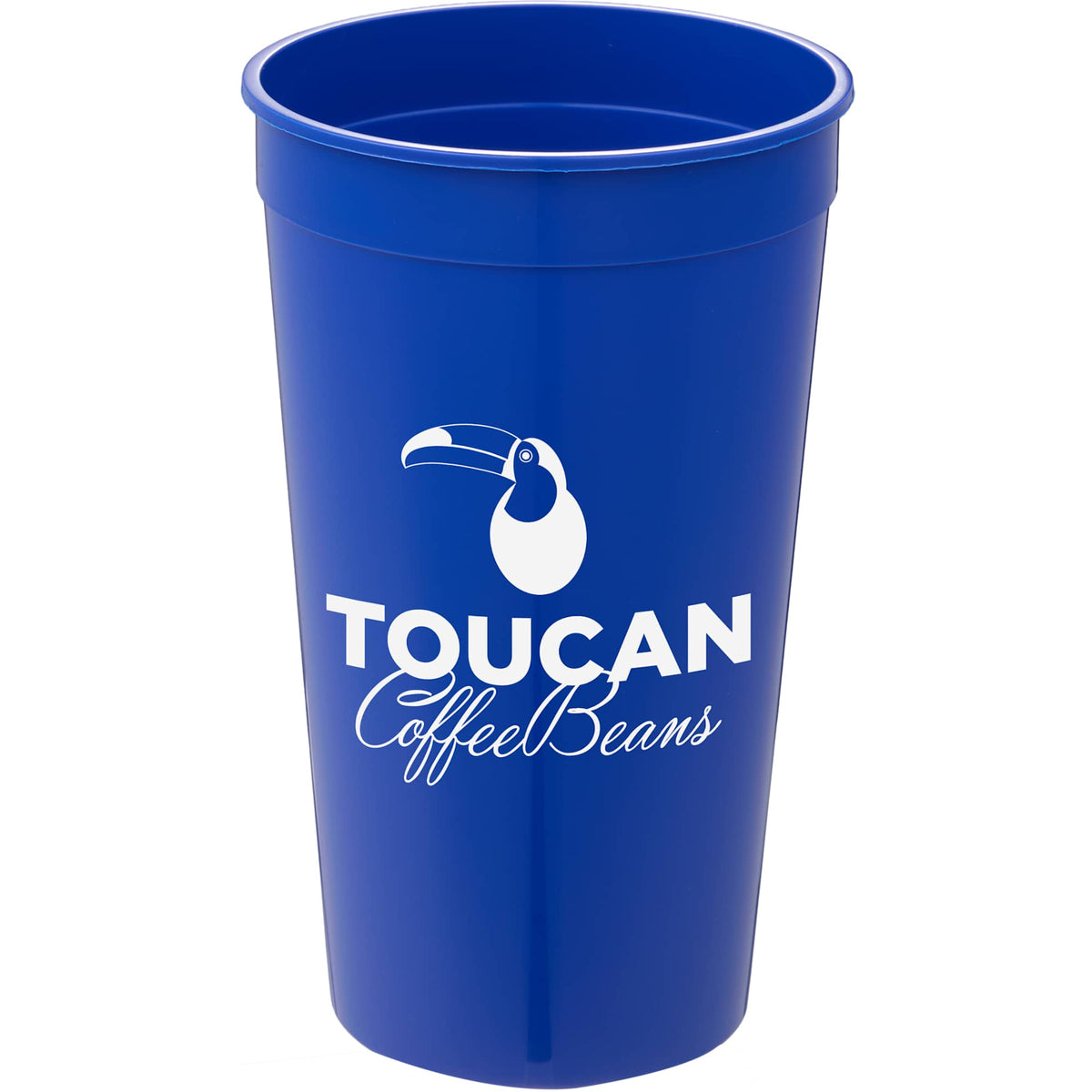 Smooth-Sided Plastic Stadium Cup, 32 oz - Blue - Front