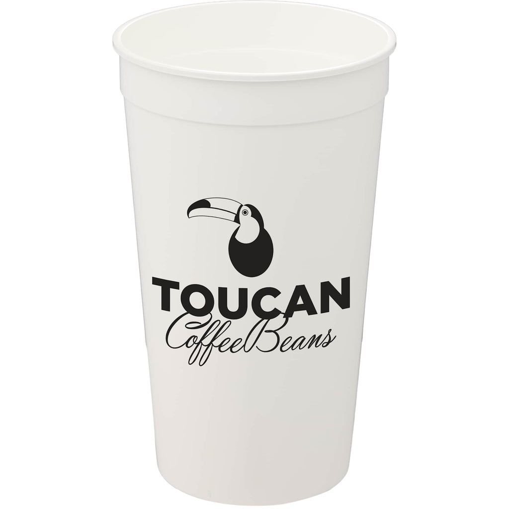 Smooth-Sided Plastic Stadium Cup, 32 oz - White - Front