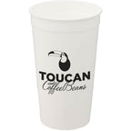 Smooth-Sided Plastic Stadium Cup, 32 oz - White - Front