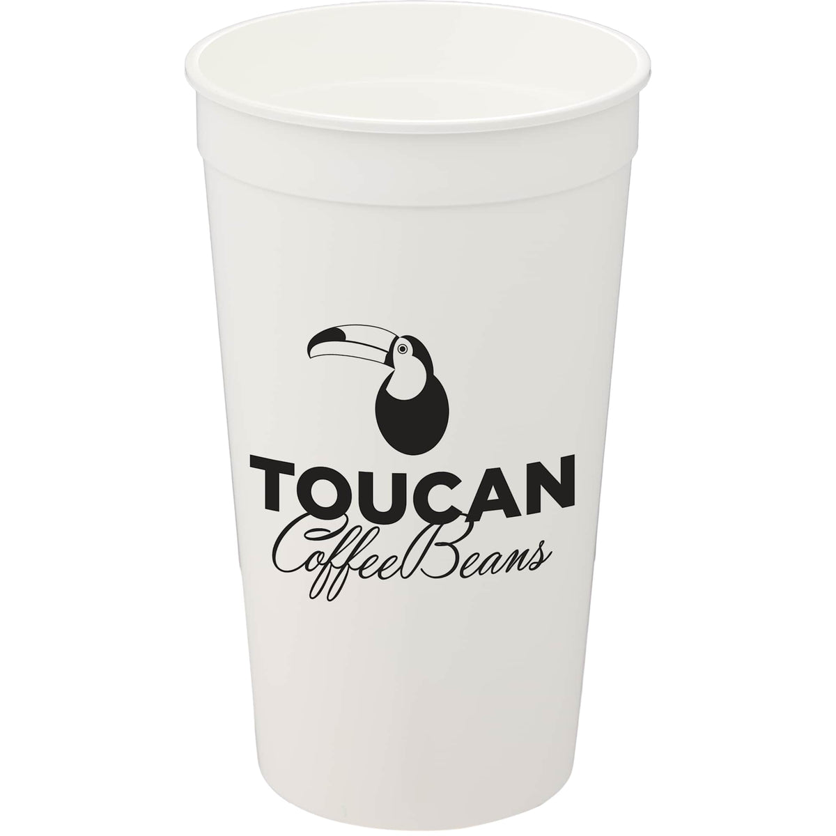 Smooth-Sided Plastic Stadium Cup, 32 oz - White - Front