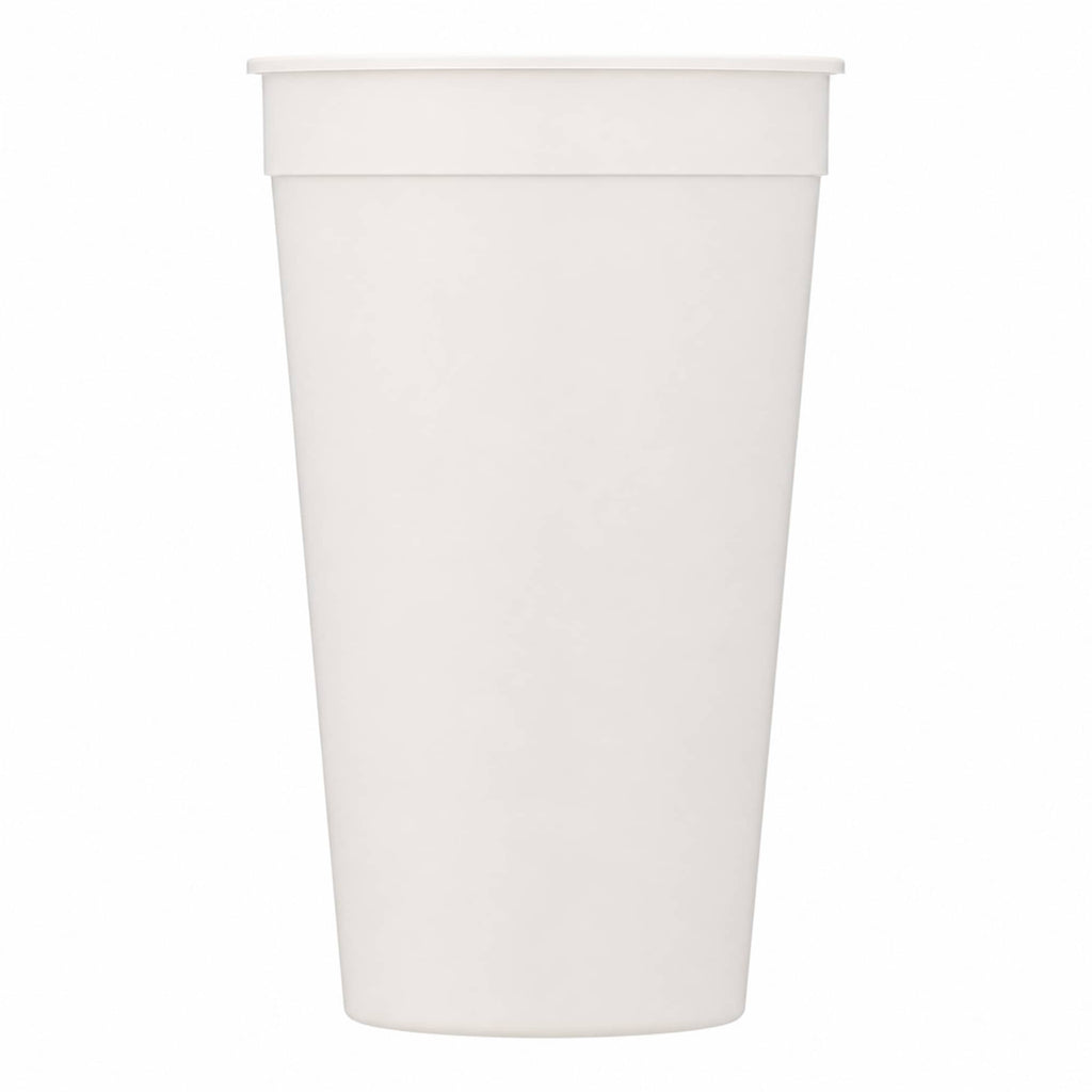 Smooth-Sided Plastic Stadium Cup, 32 oz - White - Straight