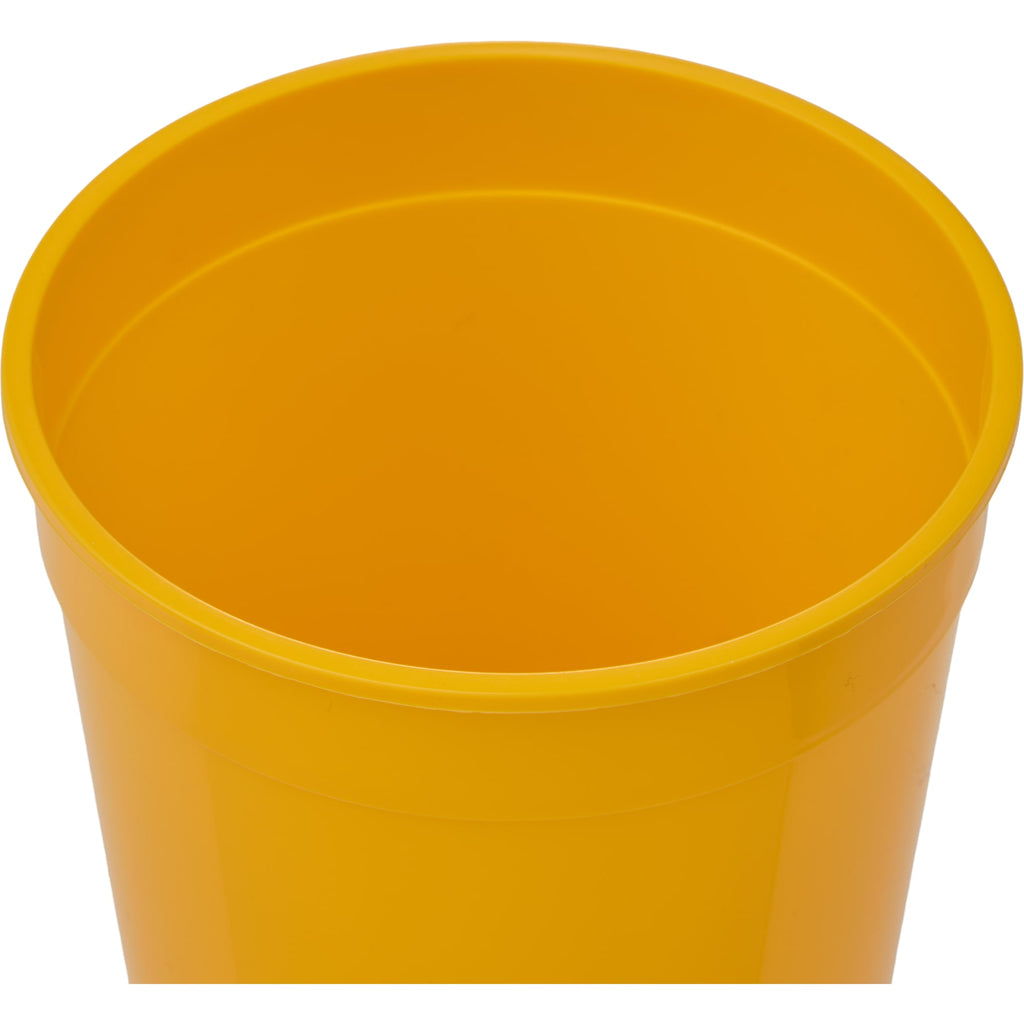 Smooth-Sided Plastic Stadium Cup, 32 oz - Yellow - Right Angle