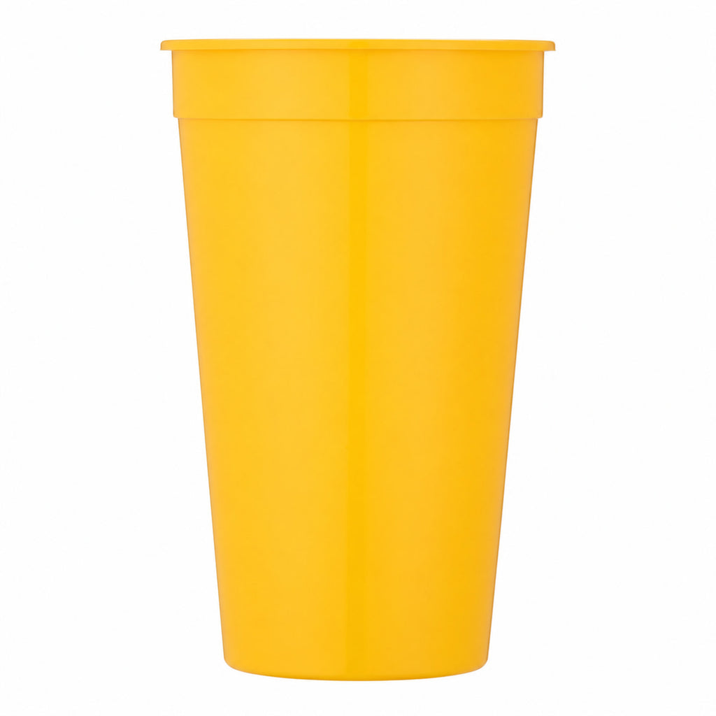 Smooth-Sided Plastic Stadium Cup, 32 oz - Yellow - Straight