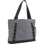 Snap Closure Meeting Tote in Recycled Polyester Embroidery - Graphite - Right Angle 2
