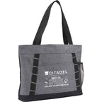 Snap Closure Meeting Tote in Recycled Polyester Embroidery - Graphite - Right Angle