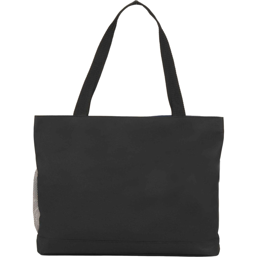 Snap Closure Meeting Tote in Recycled Polyester Embroidery - Navy - Back
