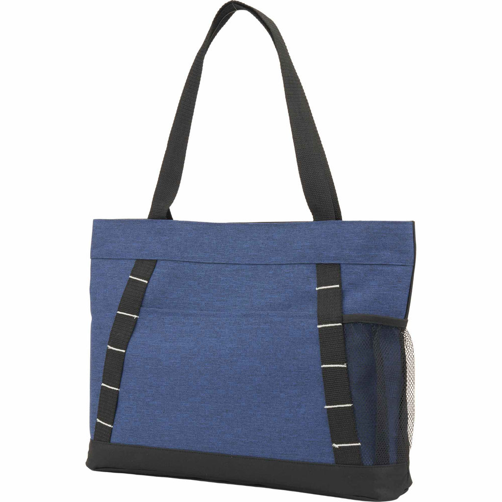 Snap Closure Meeting Tote in Recycled Polyester Embroidery - Navy - Left Angle 2
