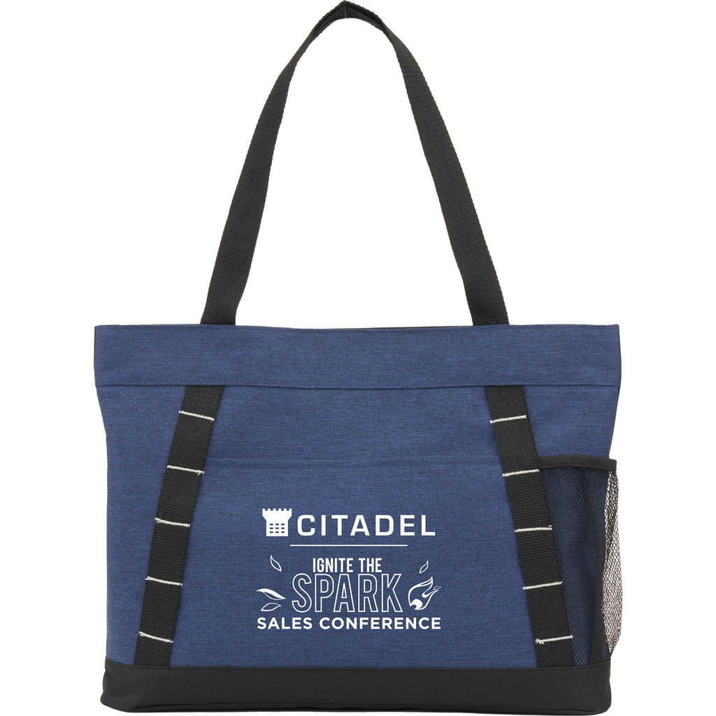 Snap Closure Meeting Tote in Recycled Polyester - Navy - Front