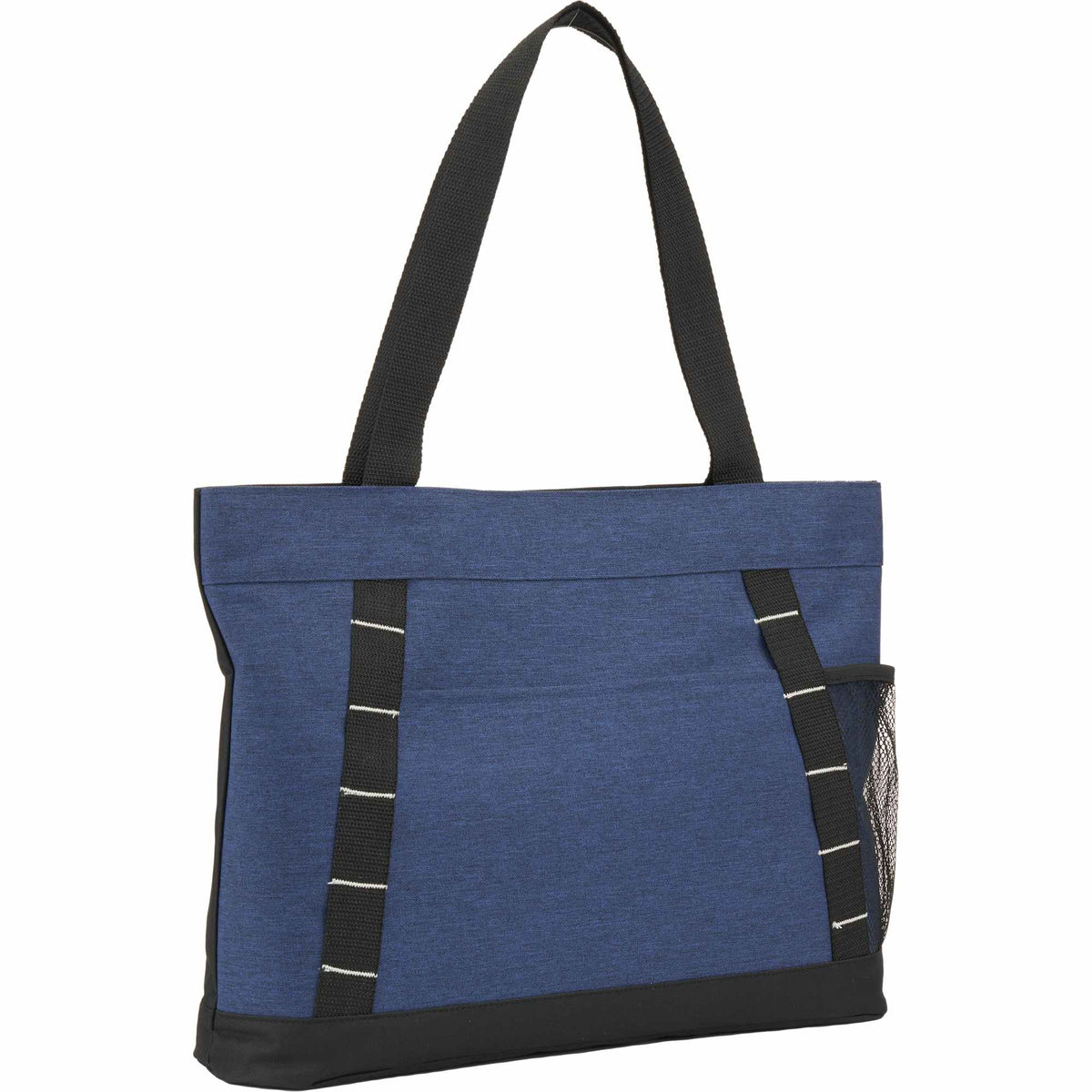Snap Closure Meeting Tote in Recycled Polyester - Navy - Right Angle 2