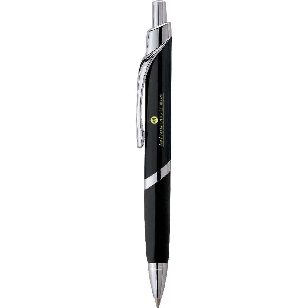 SoBe Triangular Ballpoint Pen with Chrome Trim Laser Engraving - Black - Photo