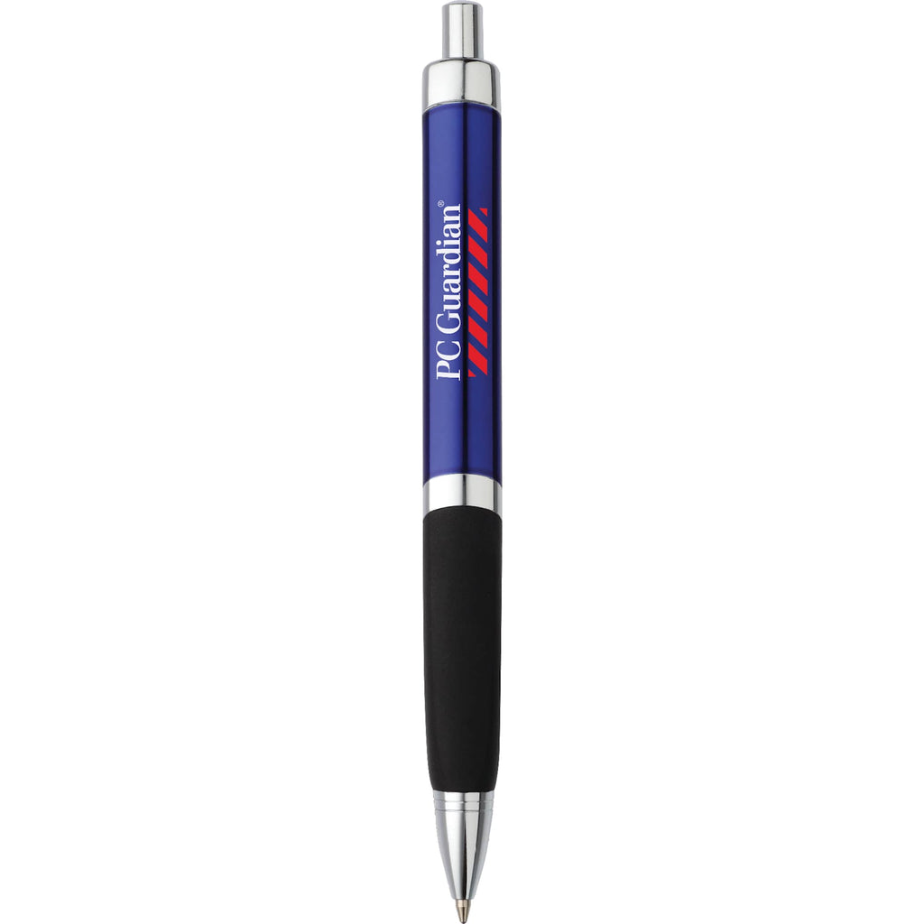 SoBe Triangular Ballpoint Pen with Chrome Trim Laser Engraving - Blue w/Silver Trim - Photo 2