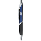 SoBe Triangular Ballpoint Pen with Chrome Trim Laser Engraving - Blue w/Silver Trim - Photo