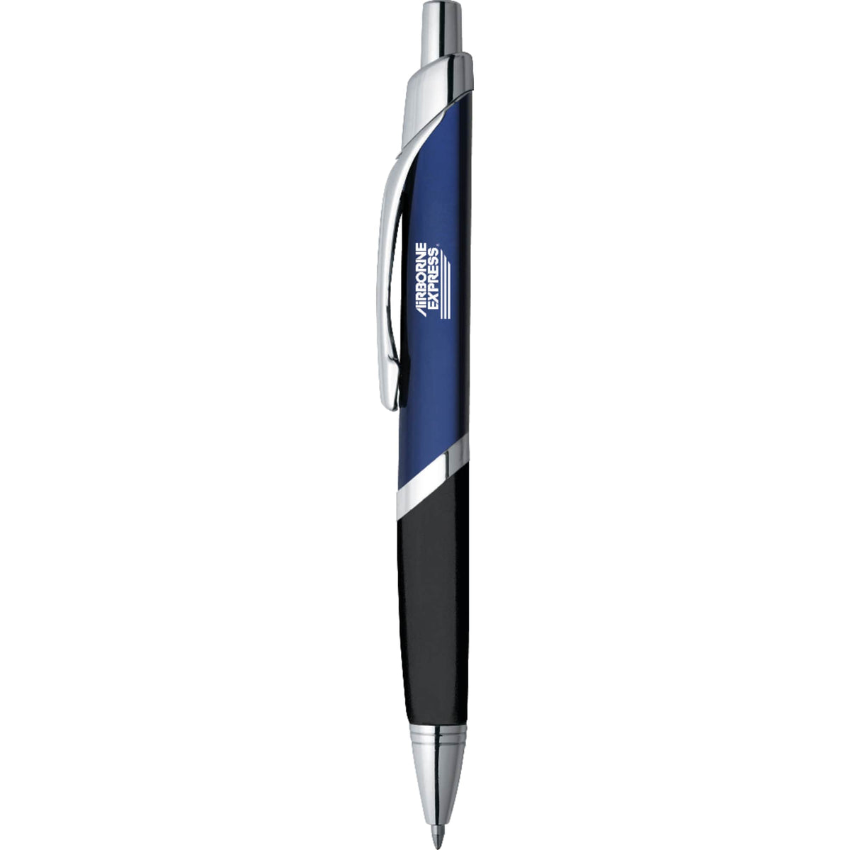 SoBe Triangular Ballpoint Pen with Chrome Trim Laser Engraving - Blue w/Silver Trim - Photo