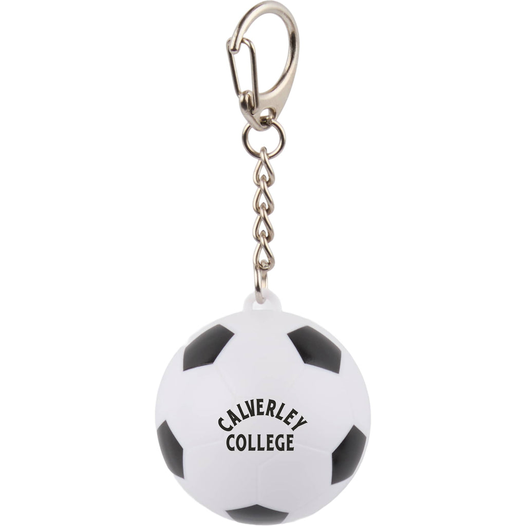 Soccer Ball Lip Balm Keychain with SPF 15 - White w Black Trim - Front