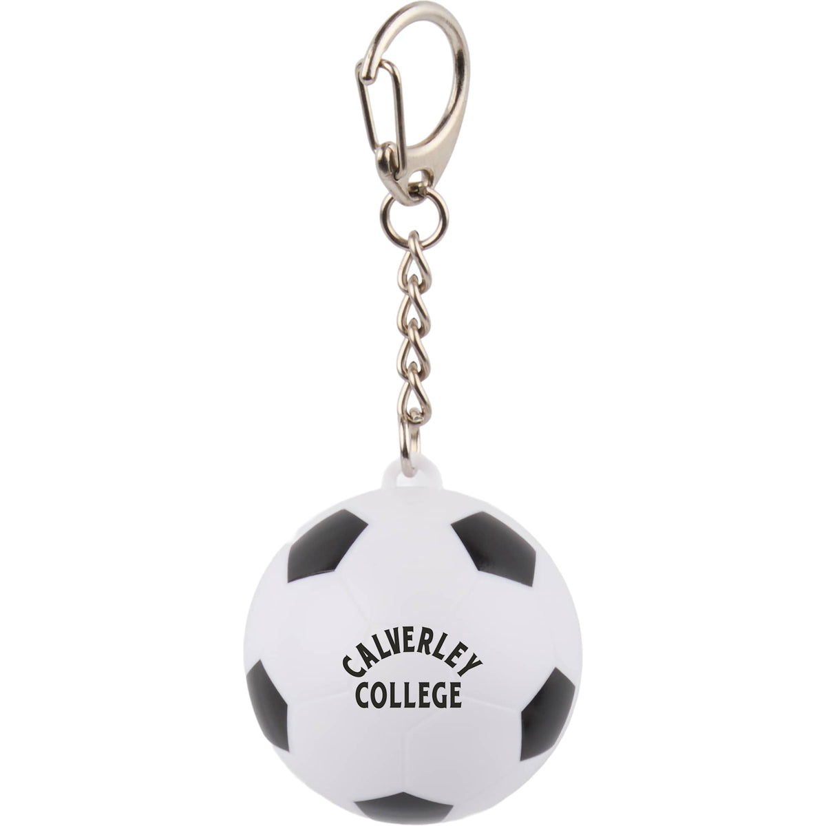 Soccer Ball Lip Balm Keychain with SPF 15 - White w Black Trim - Front