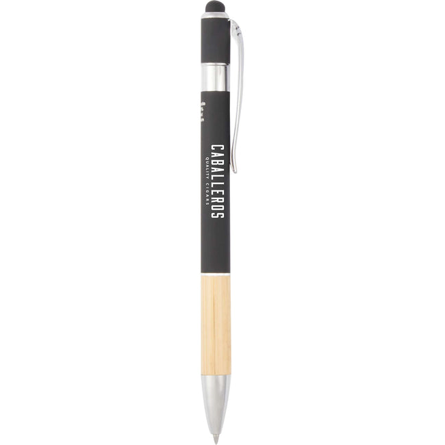 Soft Touch Stylus Pen in Recycled Aluminum and Bamboo Full Color