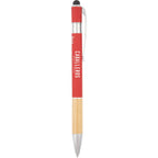 Soft Touch Stylus Pen in Recycled Aluminum and Bamboo Full Color - Red - Front
